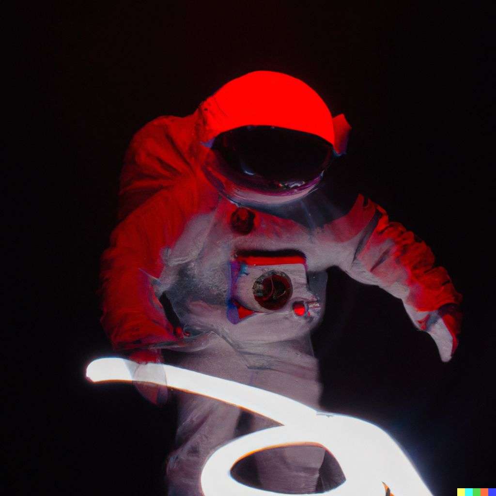 an astronaut, light painting